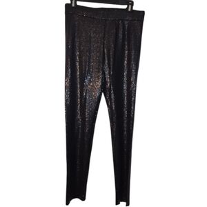 Avenue Montaigne Pants Sequin Skinny Pull on Black Diamond Womens Size 8 NWT